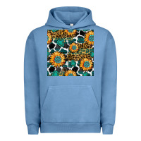 Pigment Pebble Blue gemstone sunflower leopard seamless pattern Urban Hoodie - BundleAndBundleShop