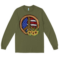 Army Green Peace Sign Long Sleeve Tee - JahusDesignShop