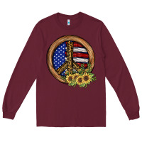Burgundy Peace Sign Long Sleeve Tee - JahusDesignShop
