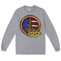 Heather Grey Peace Sign Long Sleeve Tee - JahusDesignShop