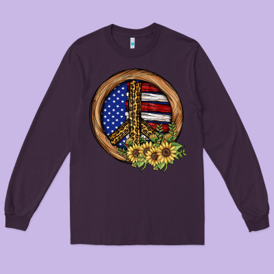 Peace Sign Long Sleeve Tee Designed By Jahusdesignshop