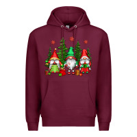 Burgundy christmas gnomies Premium Hoodie - CowGirlArtShop