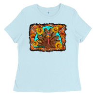 Baby Blue Thanksgiving Turkey Ladies Tee - Artiststas