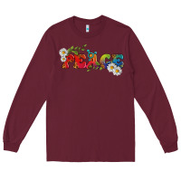 Burgundy Lgbtq Peace With Daisy Long Sleeve Tee - BundleAndBundleShop