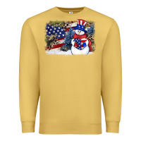 Antique Gold Patriotic snowman background 4th of july Premium Sweatshirt - HowdyJamesFarm