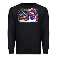 Black Patriotic snowman background 4th of july Premium Sweatshirt - HowdyJamesFarm