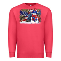 Cardinal Patriotic snowman background 4th of july Premium Sweatshirt - HowdyJamesFarm