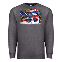 Charcoal Heather Patriotic snowman background 4th of july Premium Sweatshirt - HowdyJamesFarm