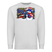 Dove Grey Patriotic snowman background 4th of july Premium Sweatshirt - HowdyJamesFarm