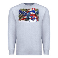 Heather Grey Patriotic snowman background 4th of july Premium Sweatshirt - HowdyJamesFarm