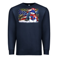 Navy Patriotic snowman background 4th of july Premium Sweatshirt - HowdyJamesFarm