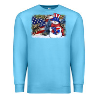 Ocean Blue Patriotic snowman background 4th of july Premium Sweatshirt - HowdyJamesFarm