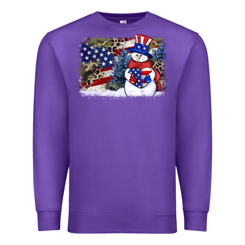 Patriotic Snowman Background 4th Of July Premium Sweatshirt by HowdyJamesFarm | Teevron