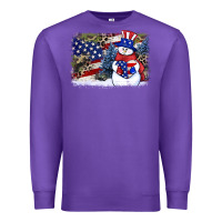 Purple Patriotic snowman background 4th of july Premium Sweatshirt - HowdyJamesFarm