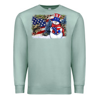 Seafoam Patriotic snowman background 4th of july Premium Sweatshirt - HowdyJamesFarm