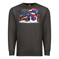 Smoke Patriotic snowman background 4th of july Premium Sweatshirt - HowdyJamesFarm