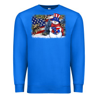 True Royal Patriotic snowman background 4th of july Premium Sweatshirt - HowdyJamesFarm