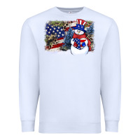 White Patriotic snowman background 4th of july Premium Sweatshirt - HowdyJamesFarm