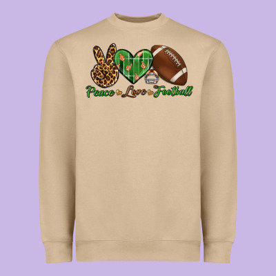 Peace Love Football Heavyweight Sweatshirt Designed By Bundleandbundleshop
