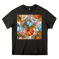 Asphalt breast cancer awareness with pumpkin and leopard seamless pattern Heavy Core Tee - BundleAndBundleShop