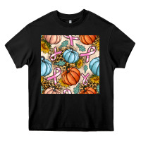 Black breast cancer awareness with pumpkin and leopard seamless pattern Heavy Core Tee - BundleAndBundleShop
