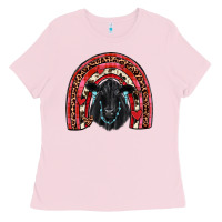Bubblegum Pink valentines black angus  rainbow Ladies Tee - JahusDesignShop