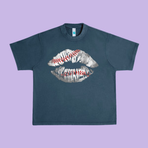 Baseball Lips Urban Heavy Tee Designed By Adodesignshop