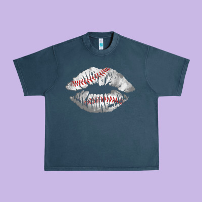 Baseball Lips Urban Heavy Tee Designed By Adodesignshop