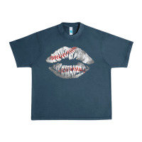Midnight Navy baseball lips Urban Heavy Tee - AdoDesignShop