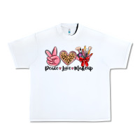 White peace love makeup Urban Heavy Tee - MaliasSmallBusiness