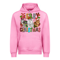 Fuchsia Pink Merry christmas cats Urban Hoodie - FaDigitalArtStudio