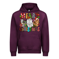 Mauve Wine Merry christmas cats Urban Hoodie - FaDigitalArtStudio