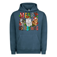 Pigment Midnight Navy Merry christmas cats Urban Hoodie - FaDigitalArtStudio