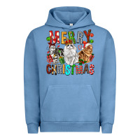 Pigment Pebble Blue Merry christmas cats Urban Hoodie - FaDigitalArtStudio