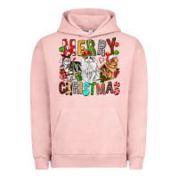 Pigment Salmon Merry christmas cats Urban Hoodie - FaDigitalArtStudio
