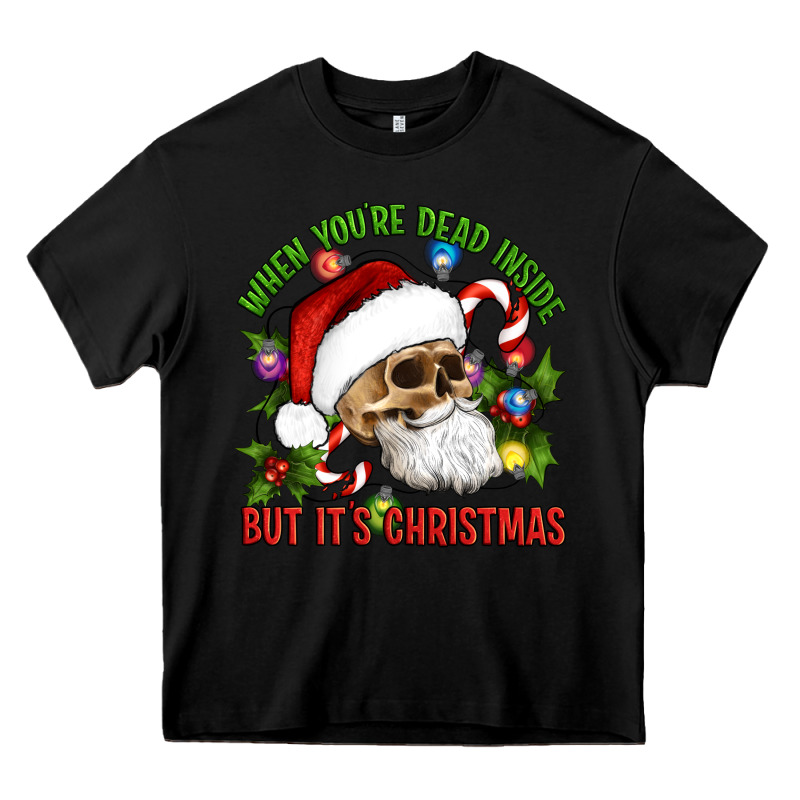 When You're Dead Inside But It's Christmas Hippie Skeleton Santa Heavy Core Tee by Artiststas | Teevron