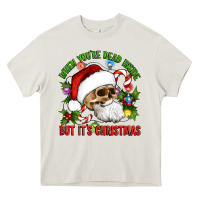 Cream When You're Dead Inside But It's Christmas Hippie Skeleton Santa Heavy Core Tee - Artiststas