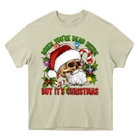 Mossy When You're Dead Inside But It's Christmas Hippie Skeleton Santa Heavy Core Tee - Artiststas