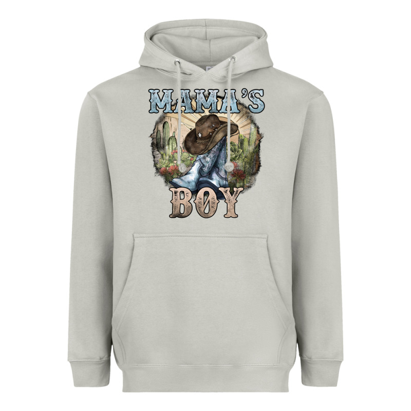 Mama's Boy Western Cowboy Boots Cactus Heavyweight Hoodie by HowdyJamesFarm | Teevron