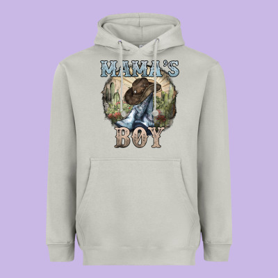 Mama's Boy Western Cowboy Boots Cactus Heavyweight Hoodie Designed By Howdyjamesfarm