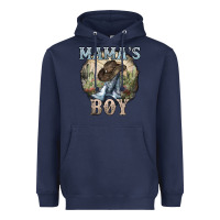 Navy Mama's Boy western Cowboy boots cactus Heavyweight Hoodie - HowdyJamesFarm