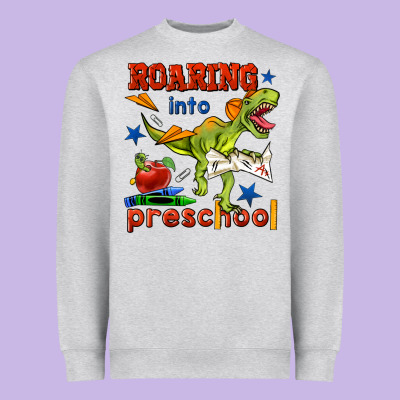 Roaring Into Preschool Heavyweight Sweatshirt Designed By Bundleandbundleshop