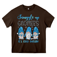 Chocolate Brown snuggle up gnomies it's cold outside Heavy Core Tee - JahusDesignShop