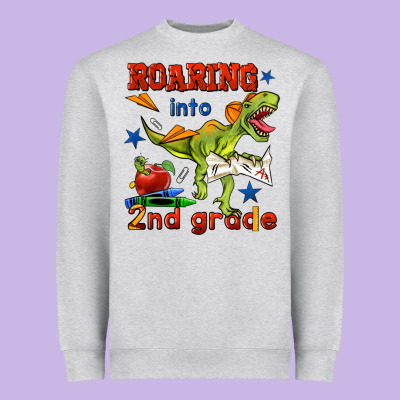 Roaring Into 2nd Grade Heavyweight Sweatshirt Designed By Bundleandbundleshop