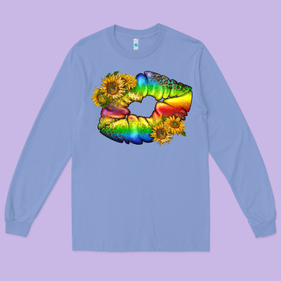 Lgbtq Pride Rainbow Lips Long Sleeve Tee Designed By Bundleandbundleshop