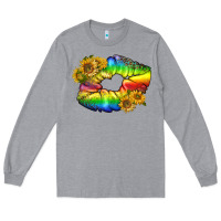Heather Grey Lgbtq Pride Rainbow Lips Long Sleeve Tee - BundleAndBundleShop