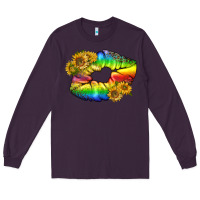 Plum Lgbtq Pride Rainbow Lips Long Sleeve Tee - BundleAndBundleShop