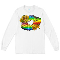 White Lgbtq Pride Rainbow Lips Long Sleeve Tee - BundleAndBundleShop