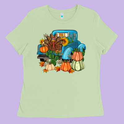 Thanksgiving Turkey Truck Ladies Tee Designed By Artiststas