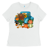 White Thanksgiving turkey truck Ladies Tee - Artiststas